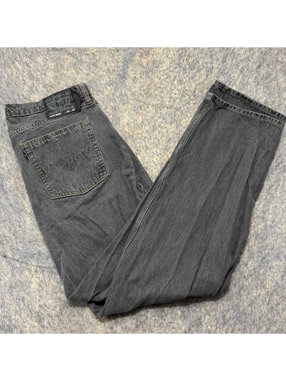 Levi’s Super Baggy Jeans Mens 34x34 Gray Black Wash Wide Leg Denim Pants